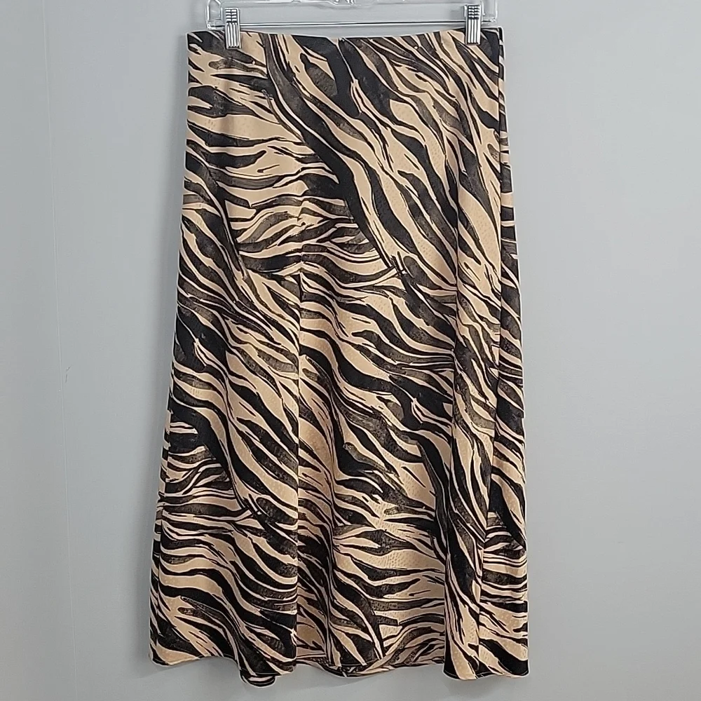 Nine West Animal Print Midi Skirt Silky - Picture 1 of 9